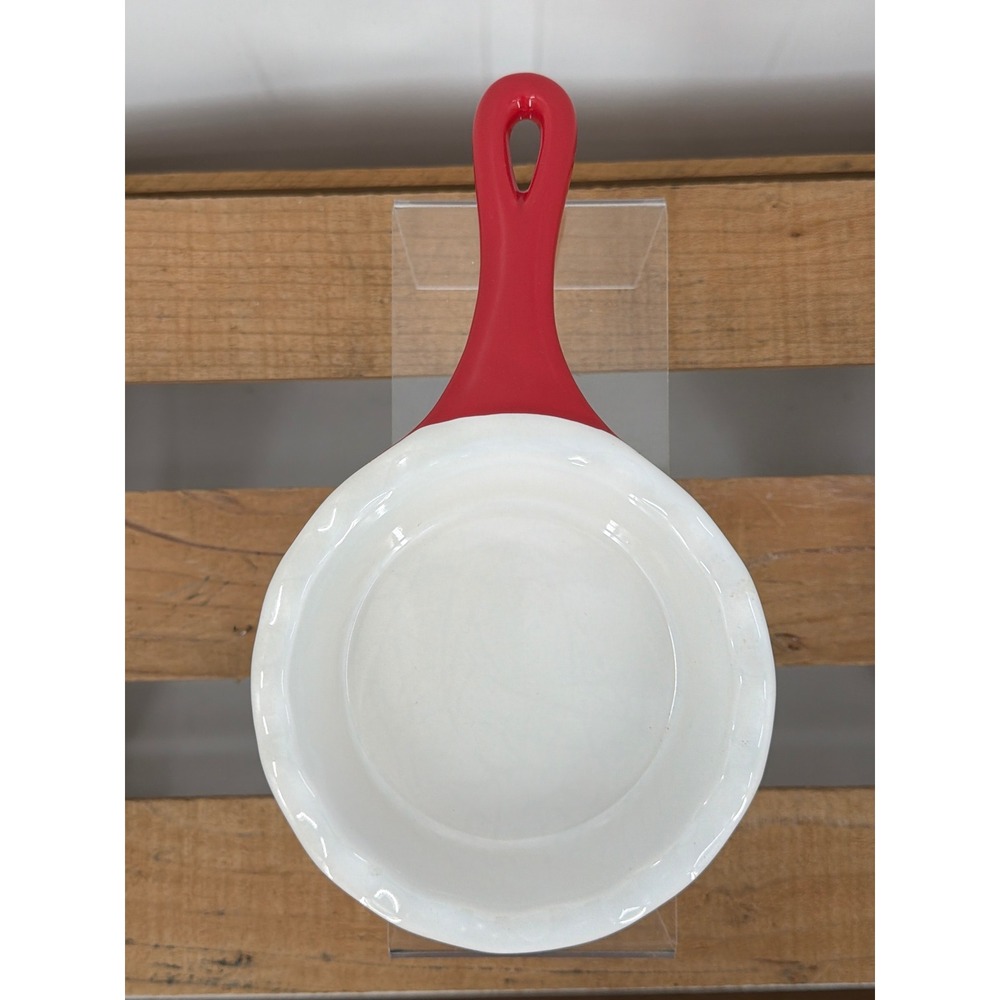 Modern Gourmet Foods Red Stoneware Mini Pie Dish Skillet Baker Scalloped Rim 5" - Picture 2 of 4